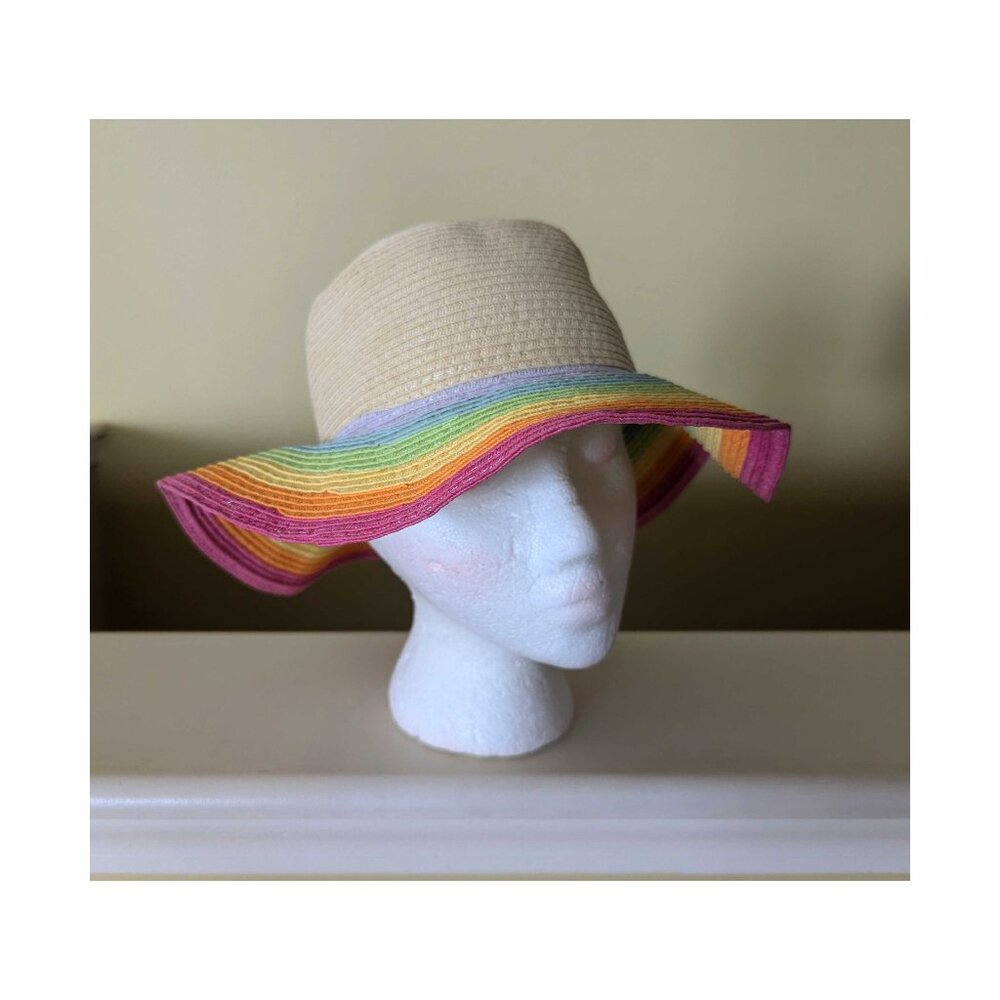 Rainbow Floppy Brim Summer Straw Hat Elli by Capelli OS